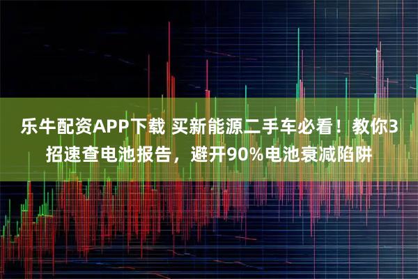 乐牛配资APP下载 买新能源二手车必看！教你3招速查电池报告，避开90%电池衰减陷阱
