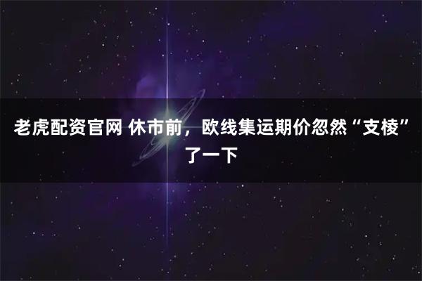 老虎配资官网 休市前，欧线集运期价忽然“支棱”了一下